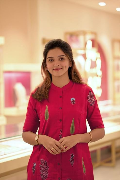 Women Pink Printed Straight Kurta Pant Set | Cotton Blend Ethnic Wear