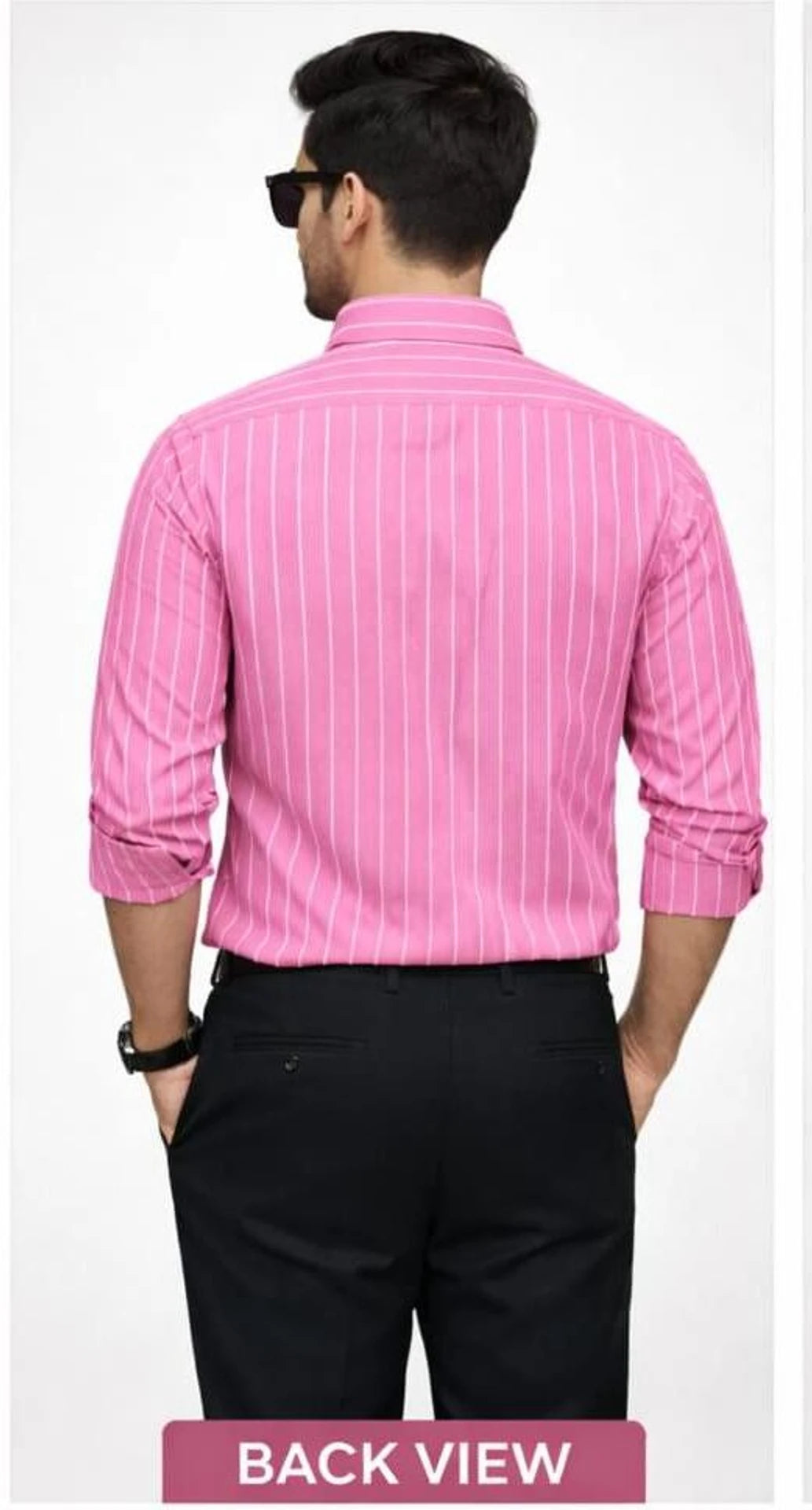 Men's Pink & White Striped Cotton Casual Formal Shirt | Full Sleeve