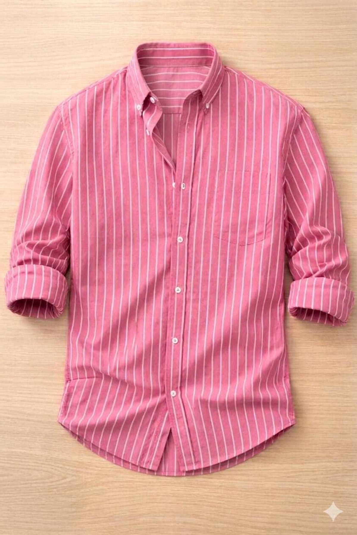Men's Pink & White Striped Cotton Casual Formal Shirt | Full Sleeve